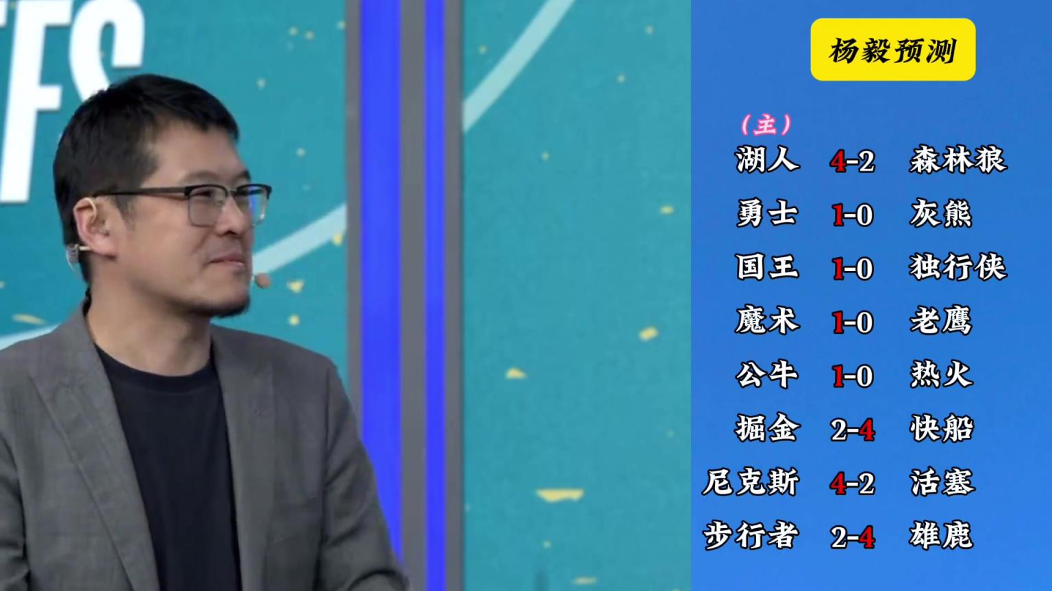 明燈來(lái)了！看看楊毅的季后賽預(yù)測(cè)：湖人4-2狼 快船4-2掘金